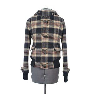 TNA Aritzia women's plaid wool hooded bomber jacket‎ XS